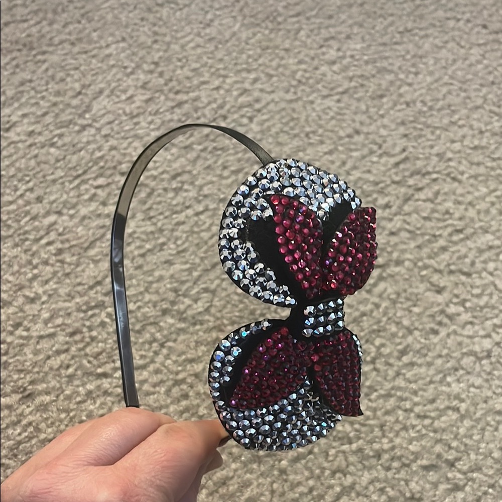 Elegant Black and Red Rhinestone Headband
